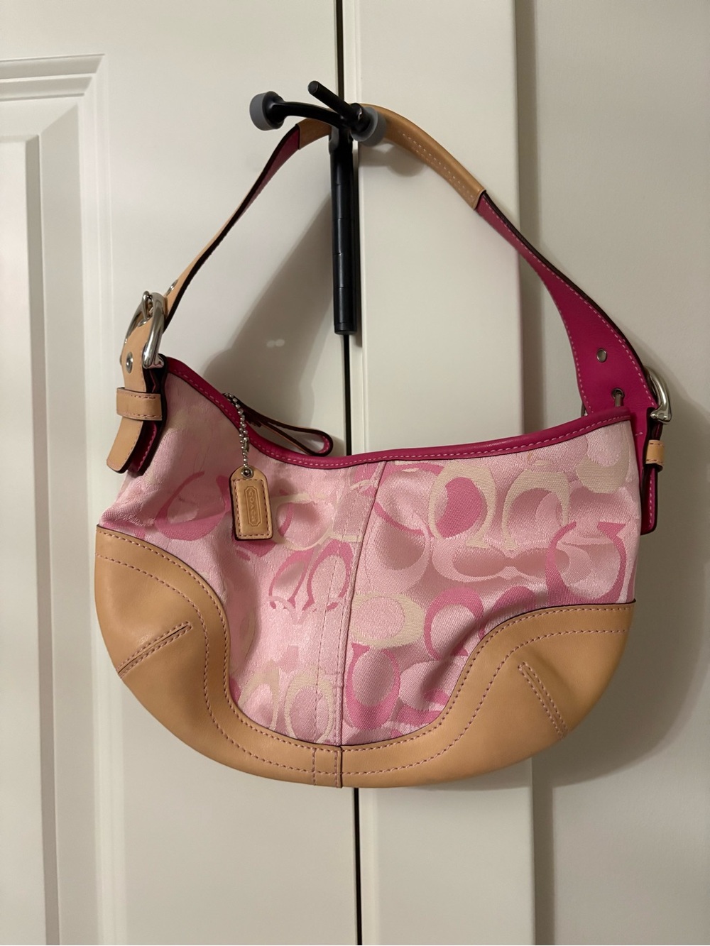 Vintage Coach Soho Pink Optic Signature Hobo Bag Style 1850
